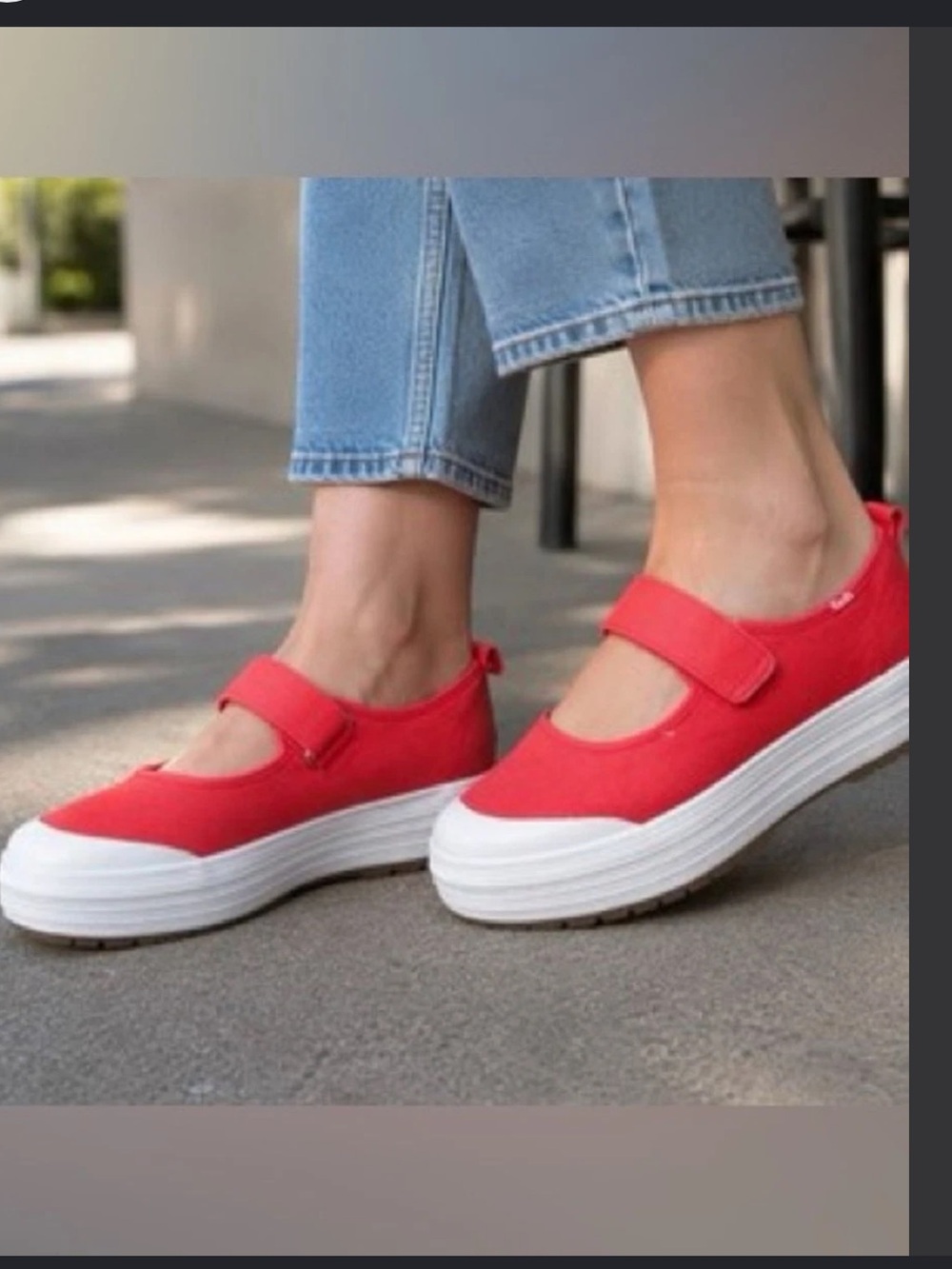 Keds orange Red Canvas Mary Jane Sneakers with platform White Sole 7